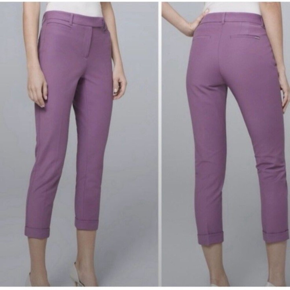 White House Black Market WHBM Women's Slim Crop Pants‎ Purple Size 6 Career